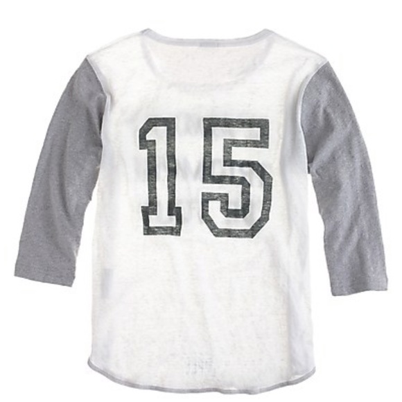 J.Crew L’Amour Triomphe de Tout Linen Baseball Tee - Picture 2 of 4